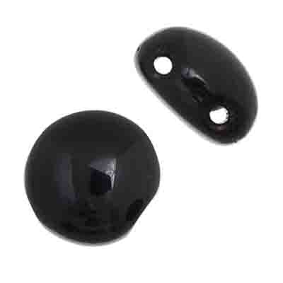 Czech Candy Beads 8mm 2 holes Black Opaque