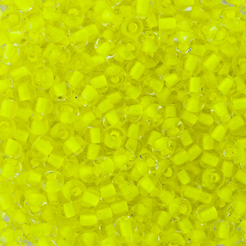 Czech Seed Bead 2/0 22g Vial Crystal Colour Lined  Neon Yellow