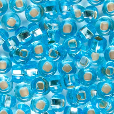 Czech Seed Bead 2/0 22g Vial Silver Lined  Transparent AQUA