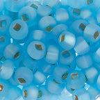 Czech Seed Bead 2/0 Transparent AQUA Silver Lined  AB MATT