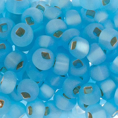Czech Seed Bead 2/0 Transparent AQUA Silver Lined  AB MATT