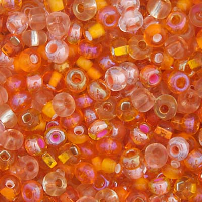 Czech Seed Bead 6/0 22g Vial  SILVERLINE ORANGE MIX