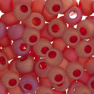 Czech Seed Bead 6/0 22g Vial DK.RED Silver Lined  RAINBOW/MATT