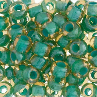 Czech Seed Bead 2/0 22g Vial TOPAZ/GREEN LINED