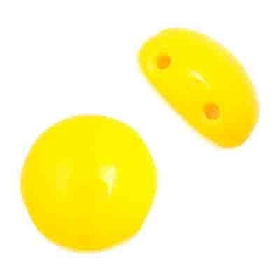 Czech Candy Beads 8mm 2 holes Yellow Opaque