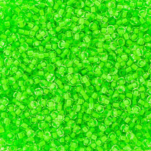 Czech Seedbead 10/0 Crystal Color Lined Neon Green