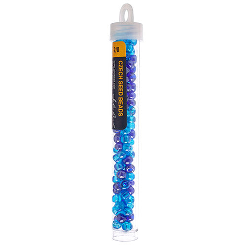 Czech Seed Bead 2/0 22g Vial BLUE/AQUA Lus MIX