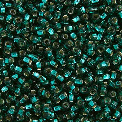 Czech Seed Bead 10/0 Silver Lined  TEAL GREEN 22g Vial