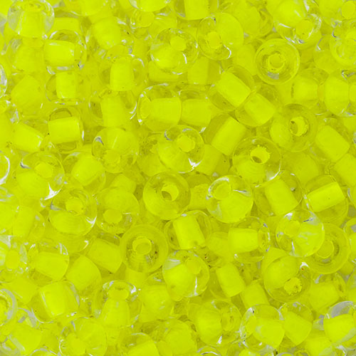 Czech Seed Bead 6/0 22g Vial Crystal Colour Lined  Neon Yellow