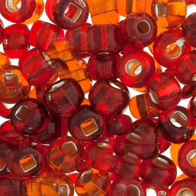 Czech Seed Bead 6/0 22g Vial RED Silver Lined  MIX