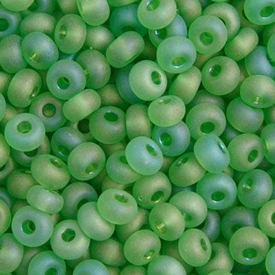Czech Seed Bead 6/0 22g Vial Transparent Light GRN MATT AB
