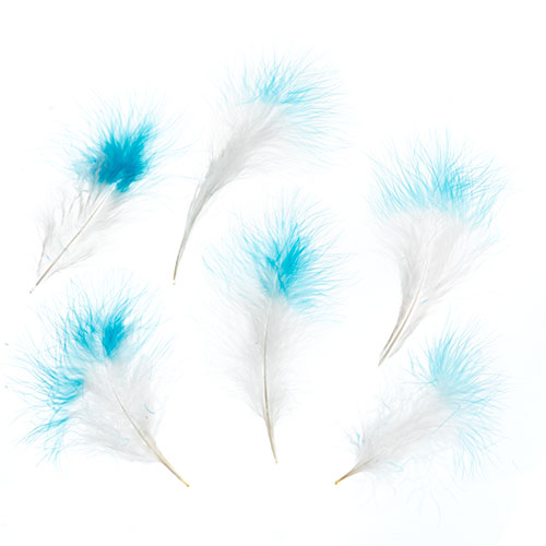 Marabou Feathers 4-6in White/Turq