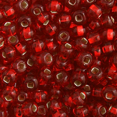 Czech Seed Bead 6/0 22g Vial Silver Lined  RED