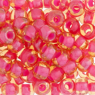 Czech Seed Bead 2/0 22g Vial TOPAZ/PINK LINED
