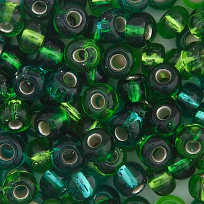 Czech Seed Bead 2/0 22g Vial SILVERLINE SEAGREEN MIX