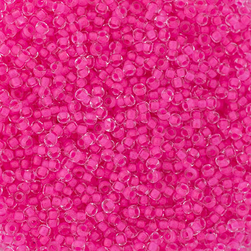 Czech Seedbead 10/0 Crystal Color Lined Neon Pink