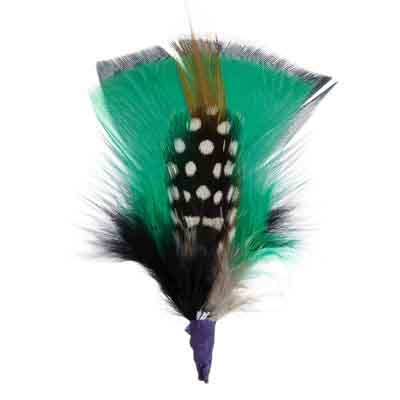 HAT TRIM TURKEY PLUMAGE/GUINEA GREEN/BLACK/WHITE