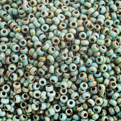 Miyuki Seed Beads 11/0 Opaque Turquoise Blue Picasso