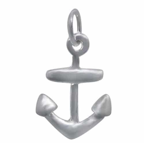 Sterling Silver, Smooth Anchor Shape Charm With a Oval Loop