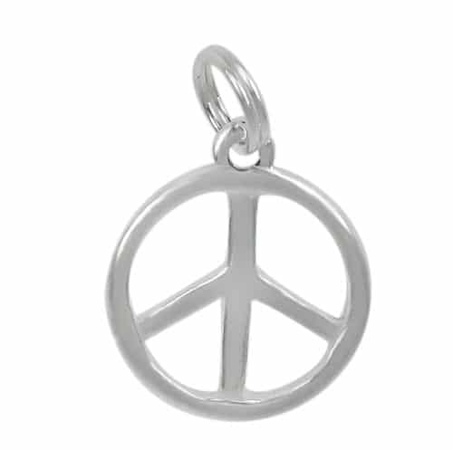 Sterling Silver, Smooth Peace Sign Charm With a 5mm Diameter Loop.