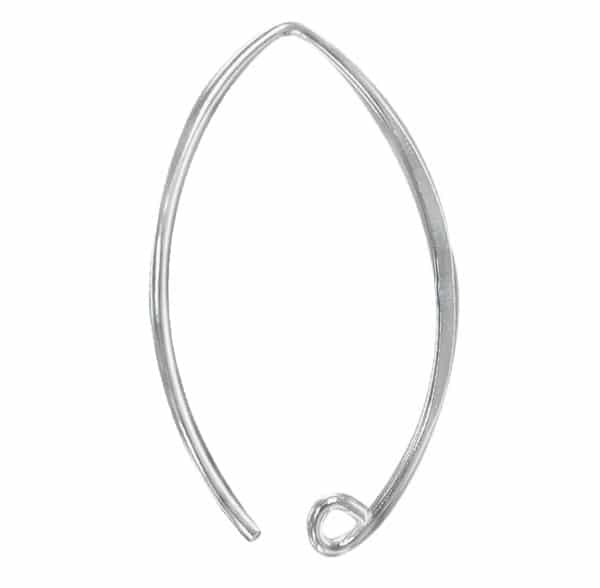 925 Sterling Silver V Shape Flattened Ear Wire / Pair