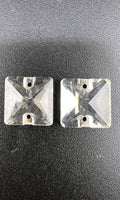 Glass Sew-on Square Shape Rhinestone Crystal Clear