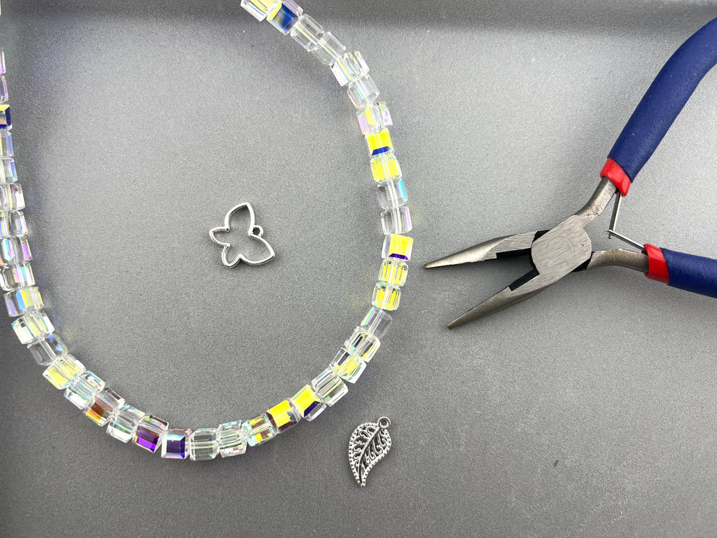 8mm Glass Cube Beads Crystal AB