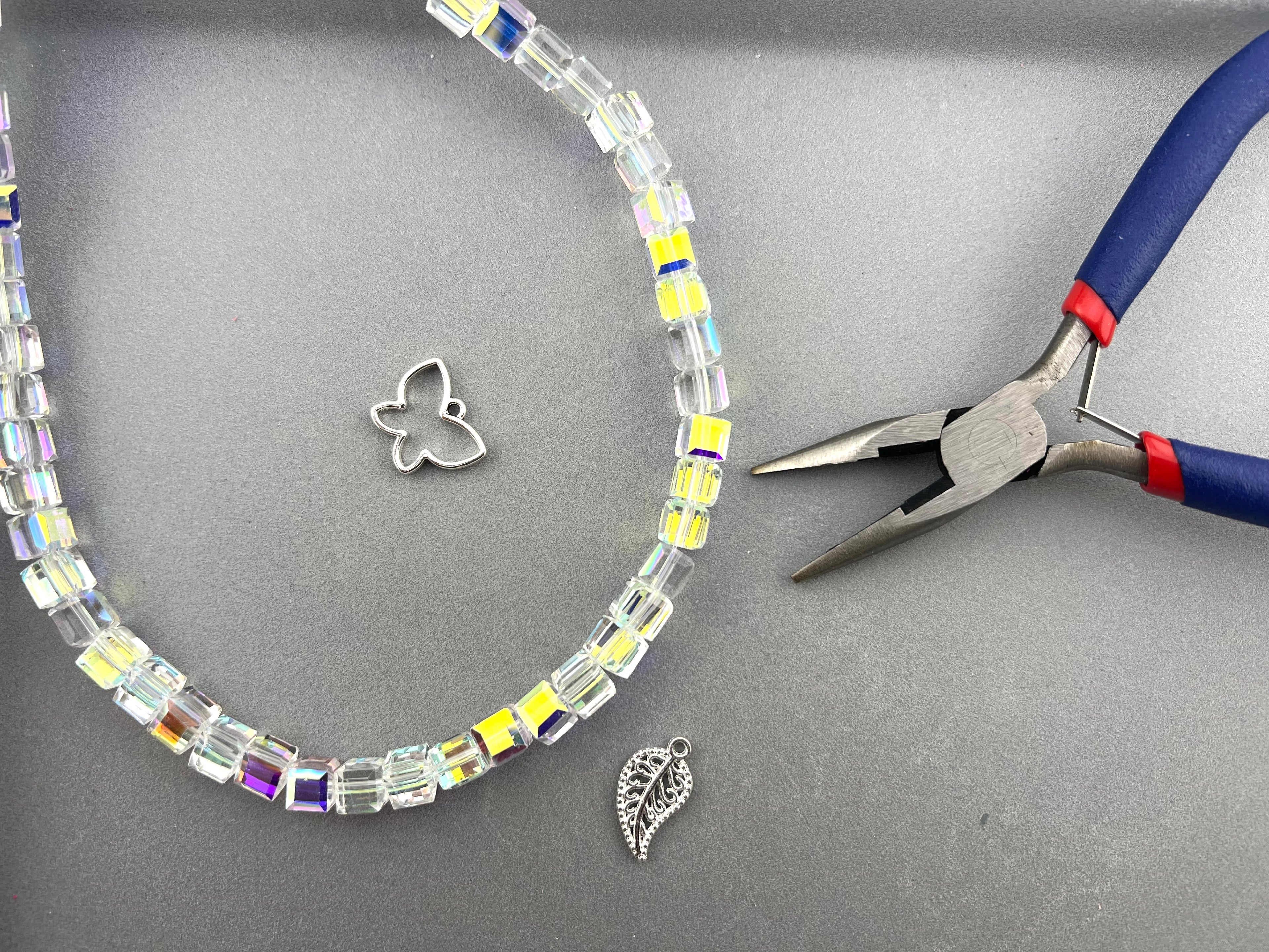 8mm Glass Cube Beads Crystal AB