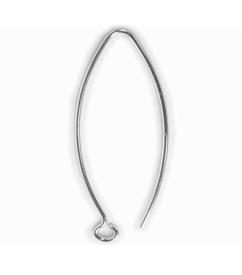 925 Sterling Silver V Shape Flattened Ear Wire, 42x23mm / Pair
