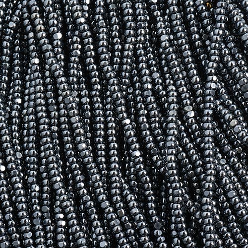 Czech Seed Bead 11/0 Cut Opaque Gunmetal Strung Hank