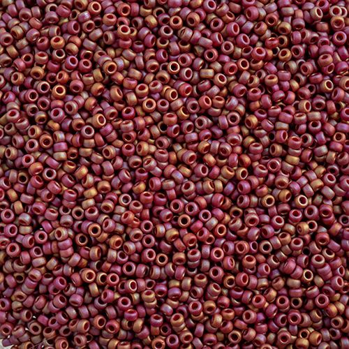 Miyuki Seed Bead 15/0 apx 22g Frosted Glazed/ Rainbow Pink Rosewood Matte AB