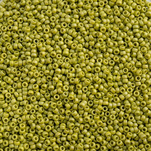 Miyuki Seed Bead 15/0 apx 22g Frosted Glazed/ Rainbow Green Lime Matte AB