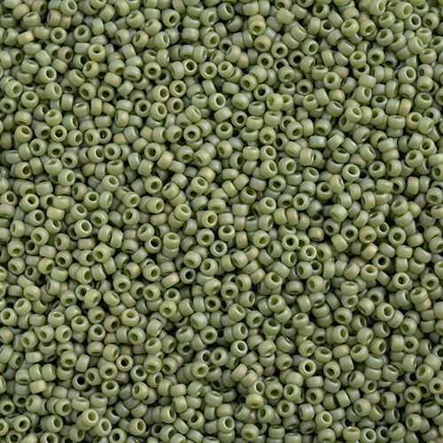 Miyuki Seed Bead 15/0 apx 22g Frosted Glazed/ Rainbow Green Shamrock Matte AB