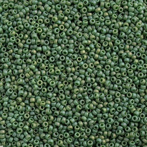 Miyuki Seed Bead 15/0 apx 22g Frosted Glazed/ Rainbow Green Pine Matte AB