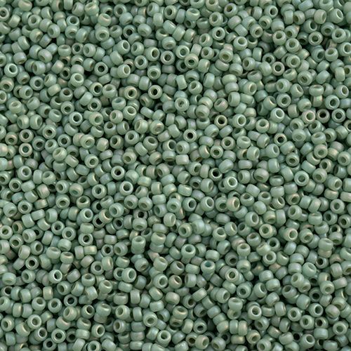Miyuki Seed Bead 15/0 apx 22g Frosted Glazed/ Rainbow Green Mint Matte AB
