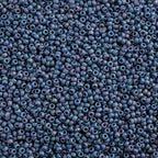 Miyuki Seed Bead 15/0 apx 22g Frosted Glazed/ Rainbow Navy Blue Matte AB