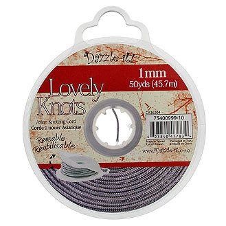 Lovely Knots/Knotting Cord 1mm 50yard Bobbin Silver