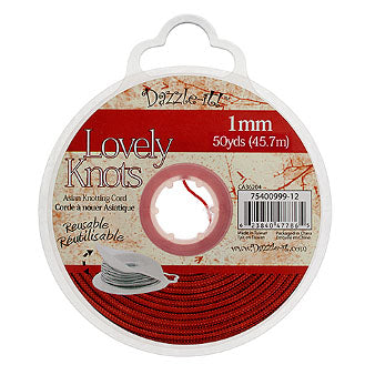 Lovely Knots/Knotting Cord 1mm 50yard Bobbin Red