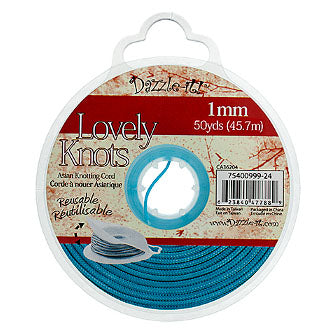 Lovely Knots/Knotting Cord 1mm 50yard Bobbin Light Blue