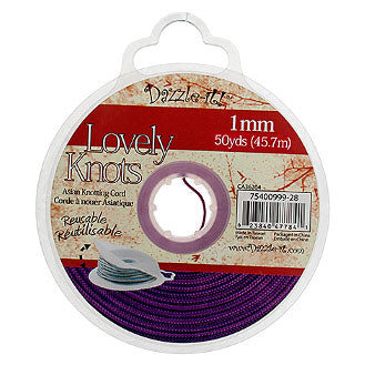 Lovely Knots/Knotting Cord 1mm 50yard Bobbin Purple