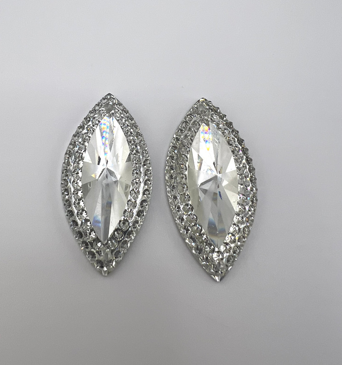 Resin Glass Sew-on Navette Shape Cabochons Crystal Clear