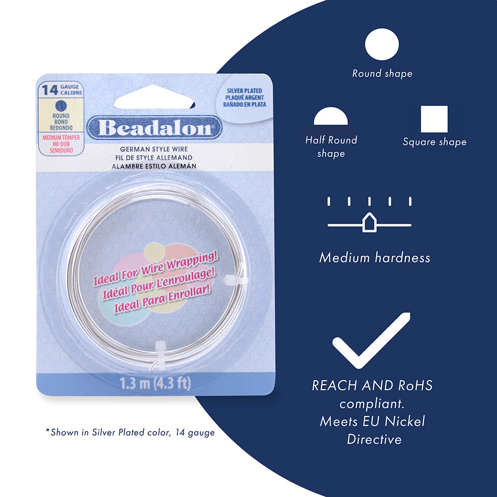 Beadalon Squar 20-22g German Plated Silver Craft Wire