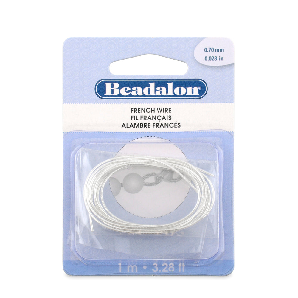 French Wire, 0.70 mm / .028 in, Copper Base, Silver Plated, 1 m / 3.28 ft