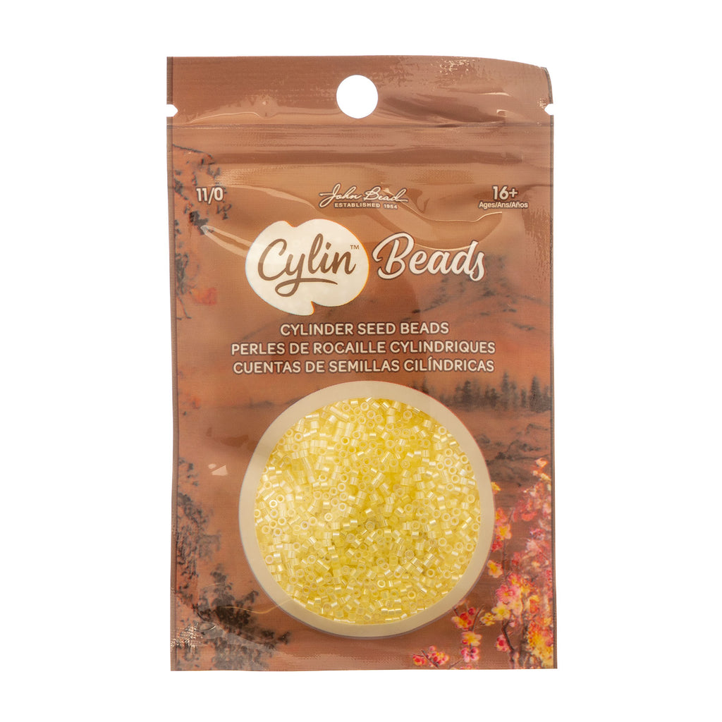 Cylin Bead 11/0 25g Bag Pale Yellow Lined