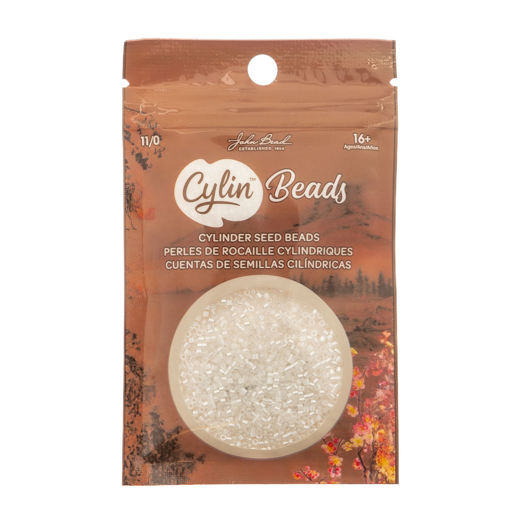 Cylin Bead 11/0 25g Bag White AB Lined