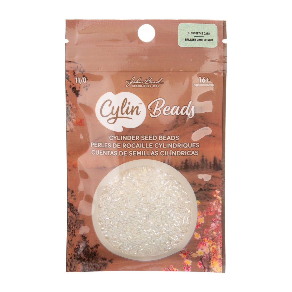 Cylin Bead 11/0 25g Bag Glow in Dark AB - White to Green