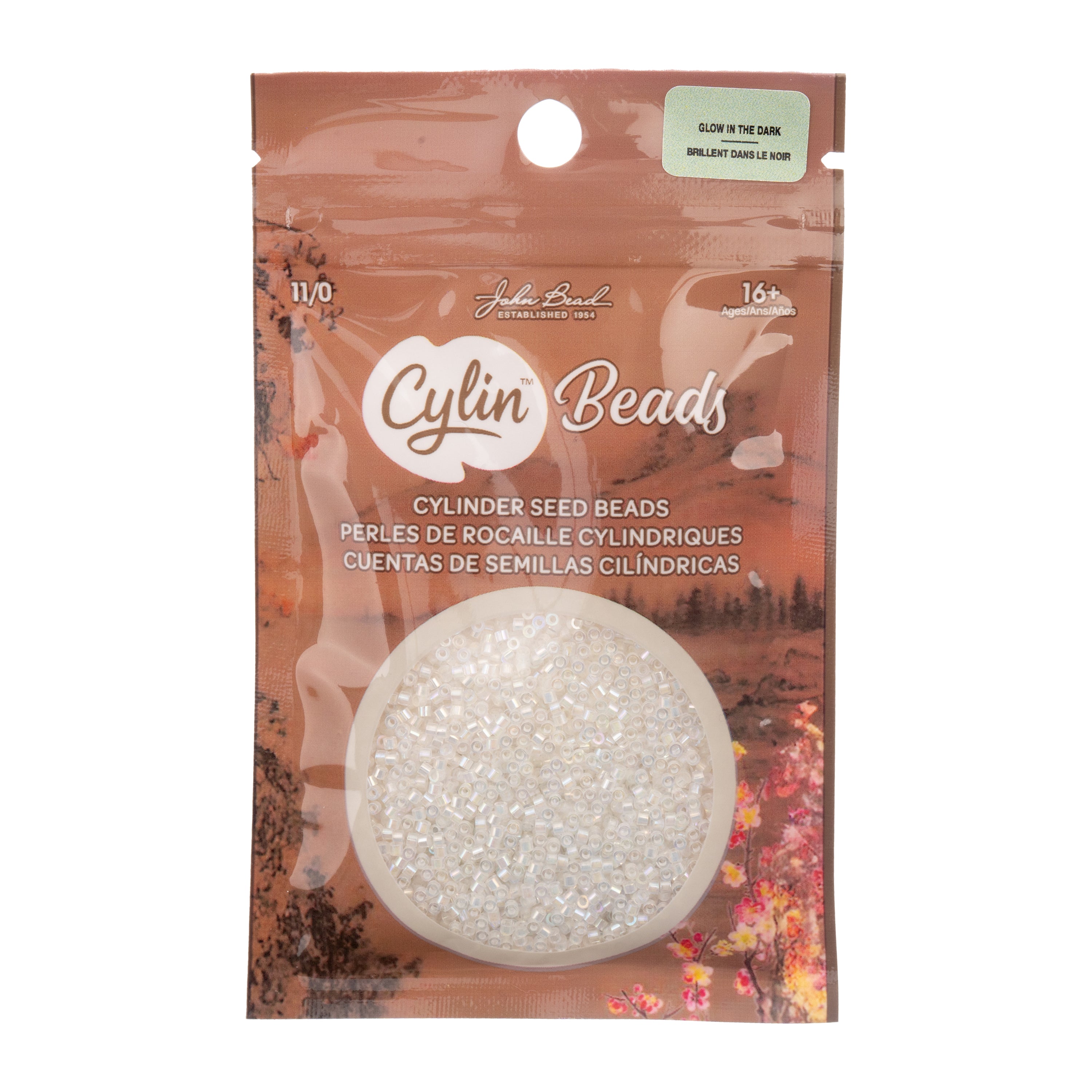 Cylin Bead 11/0 25g Bag Glow in Dark AB - White to Sky