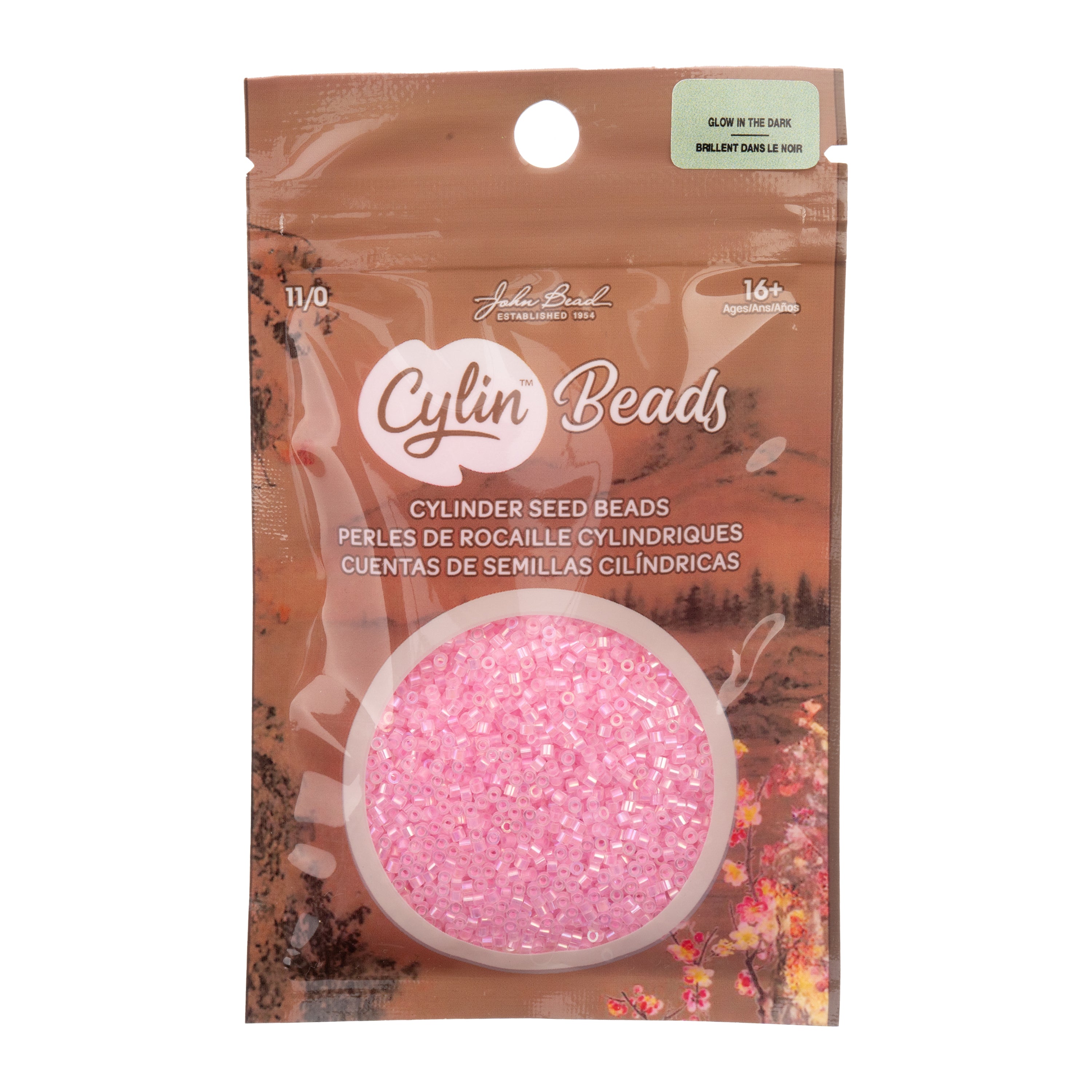Cylin Bead 11/0 25g Bag Glow in Dark AB - Pink