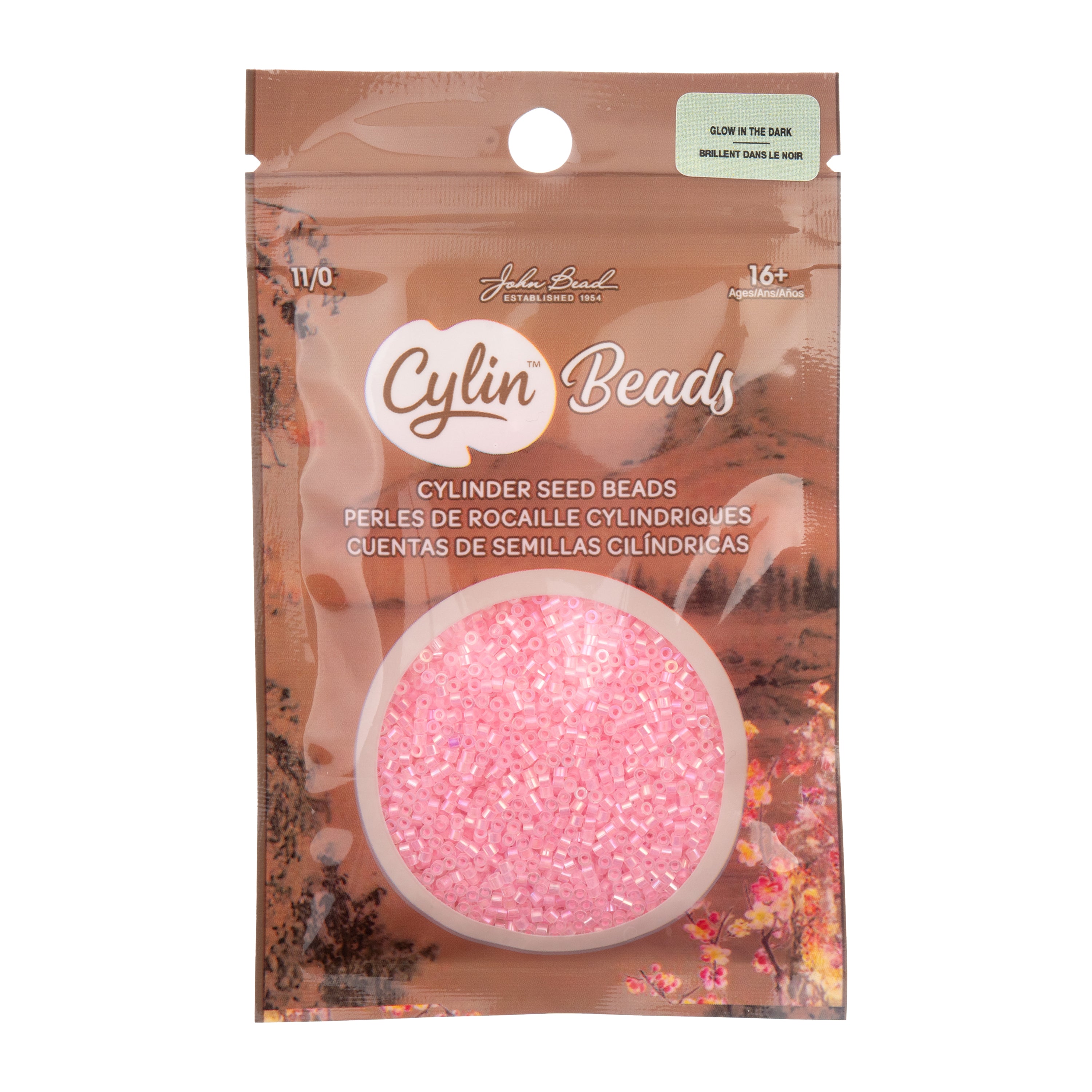 Cylin Bead 11/0 25g Bag Glow in Dark AB - Pink Neon