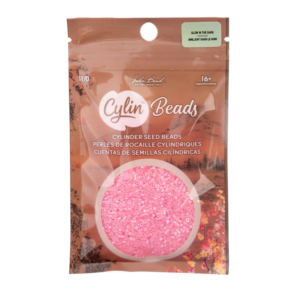 Cylin Bead 11/0 25g Bag Glow in Dark AB - Rose